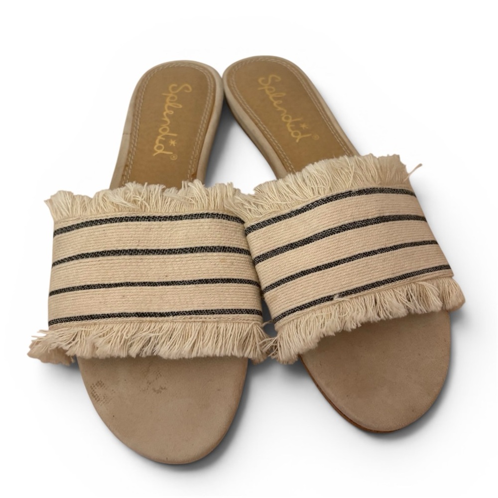 Splendid 8 Baldwyn sandal heel slide fringe striped costal beach bohemian boho